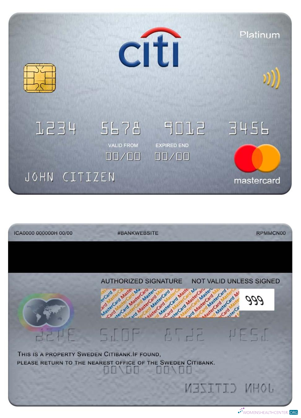 Download Sweden Citibank mastercard platinum Photoshop template
